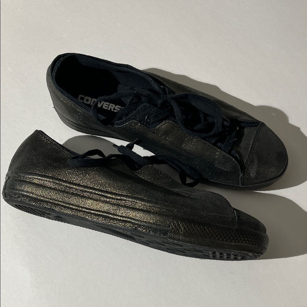 Converse High Line Shroud Ox leather low-top sneakers sz 8 gold metallic black